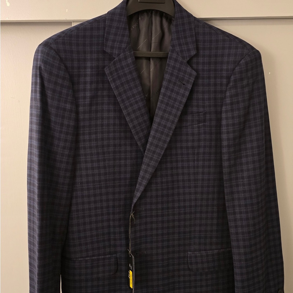Armani Exchange Dark Blue Plaid Blazer